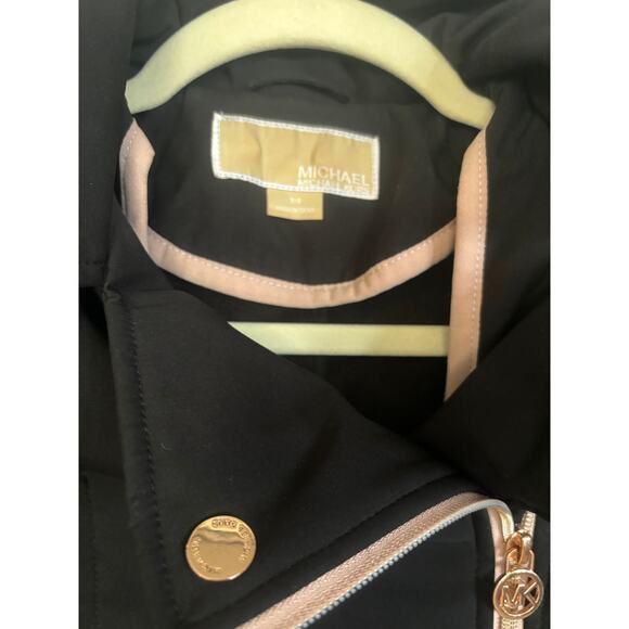 Michael Kors Jacket Girls 7/8 Black Rose Gold Zipper Fleece Lined Soft Shell - Picture 3 of 7